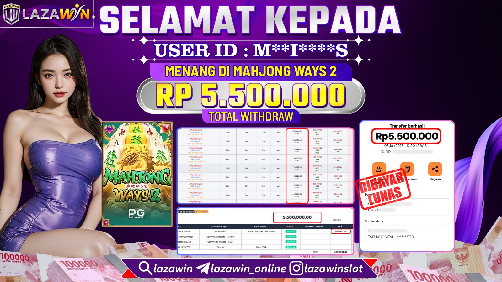 LAZAWIN JACKPOT di MAHJONG WAYS 2 Rp.5.500.000,- LUNAS