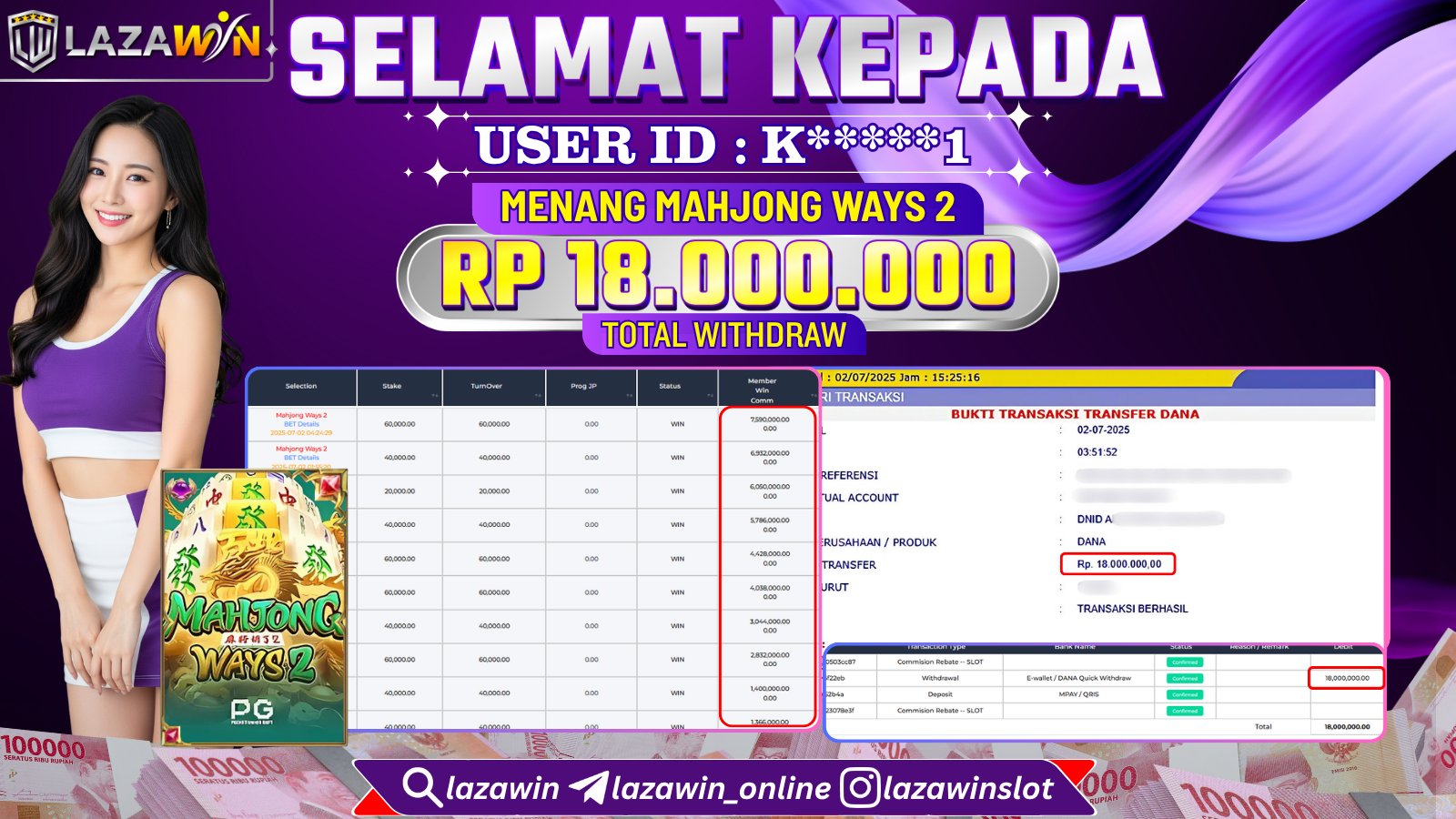 LAZAWIN JACKPOT di MAHJONG WAYS 2 Rp.18.000.000,- LUNAS