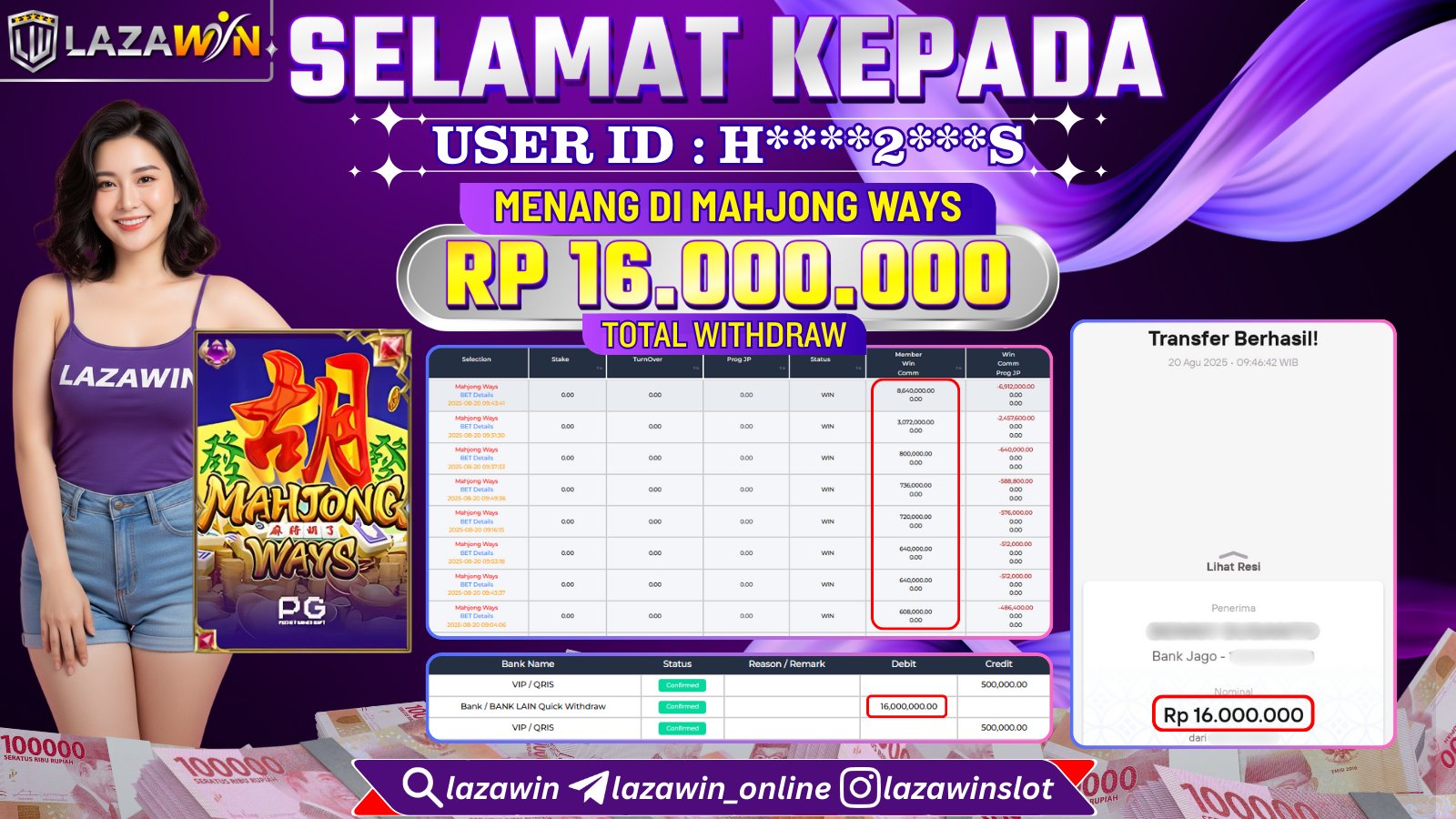 LAZAWIN JACKPOT di MAHJONG WAYS Rp.16.000.000,- LUNAS