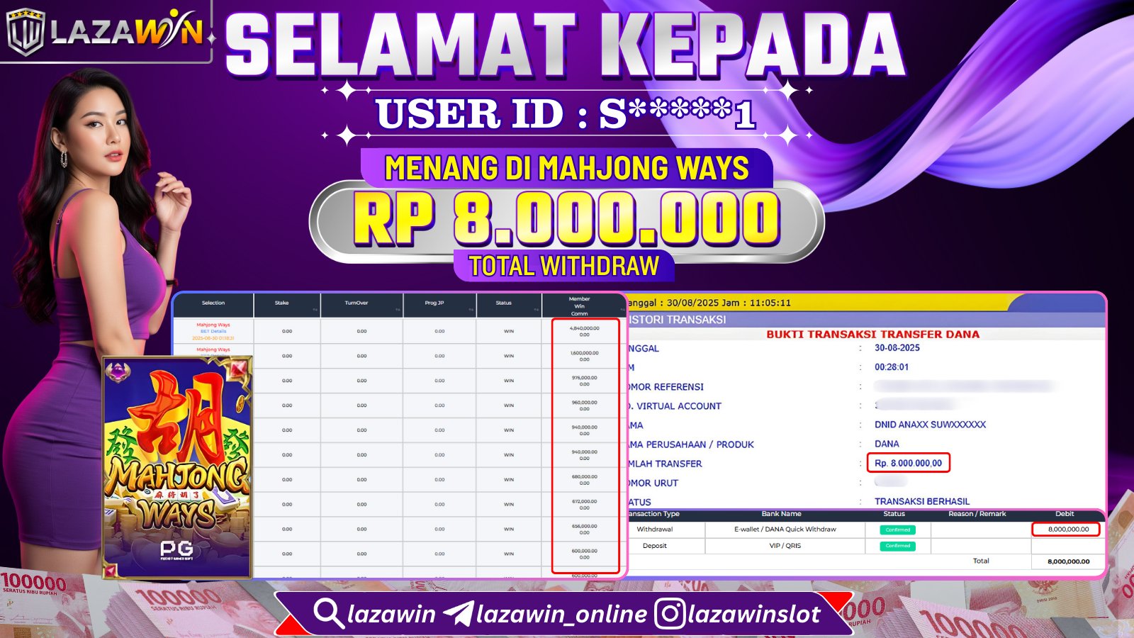 LAZAWIN JACKPOT di MAHJONG WAYS Rp.8.000.000,- LUNAS