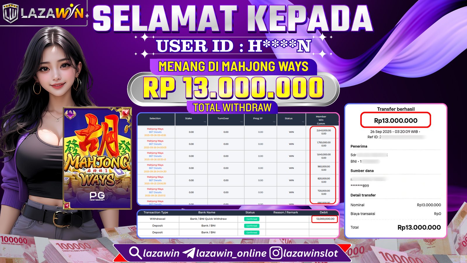 LAZAWIN JACKPOT di MAHJONG WAYS Rp.13.000.000,- LUNAS