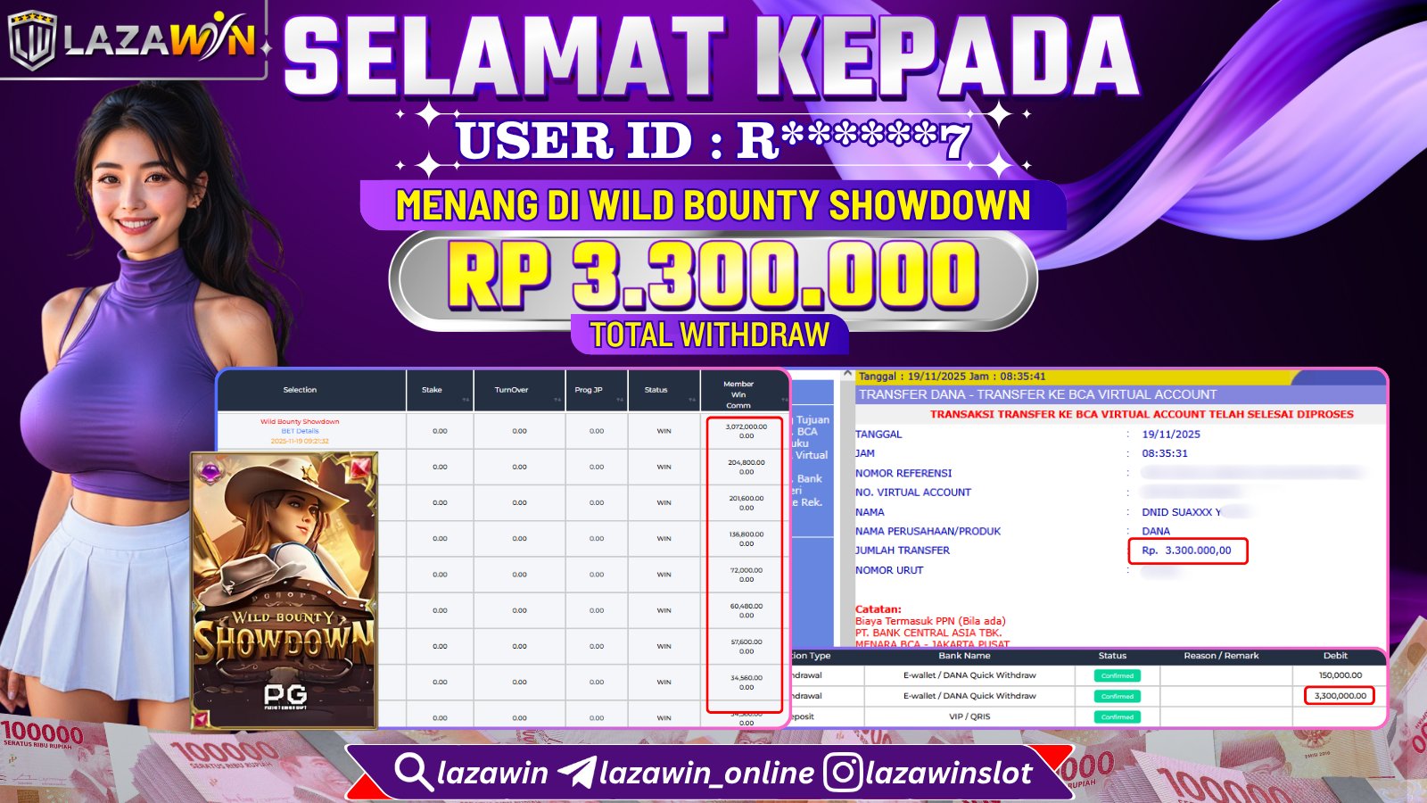 LAZAWIN JACKPOT di WILD BOUNTY SHOWDOWN Rp.3.300.000,- LUNAS