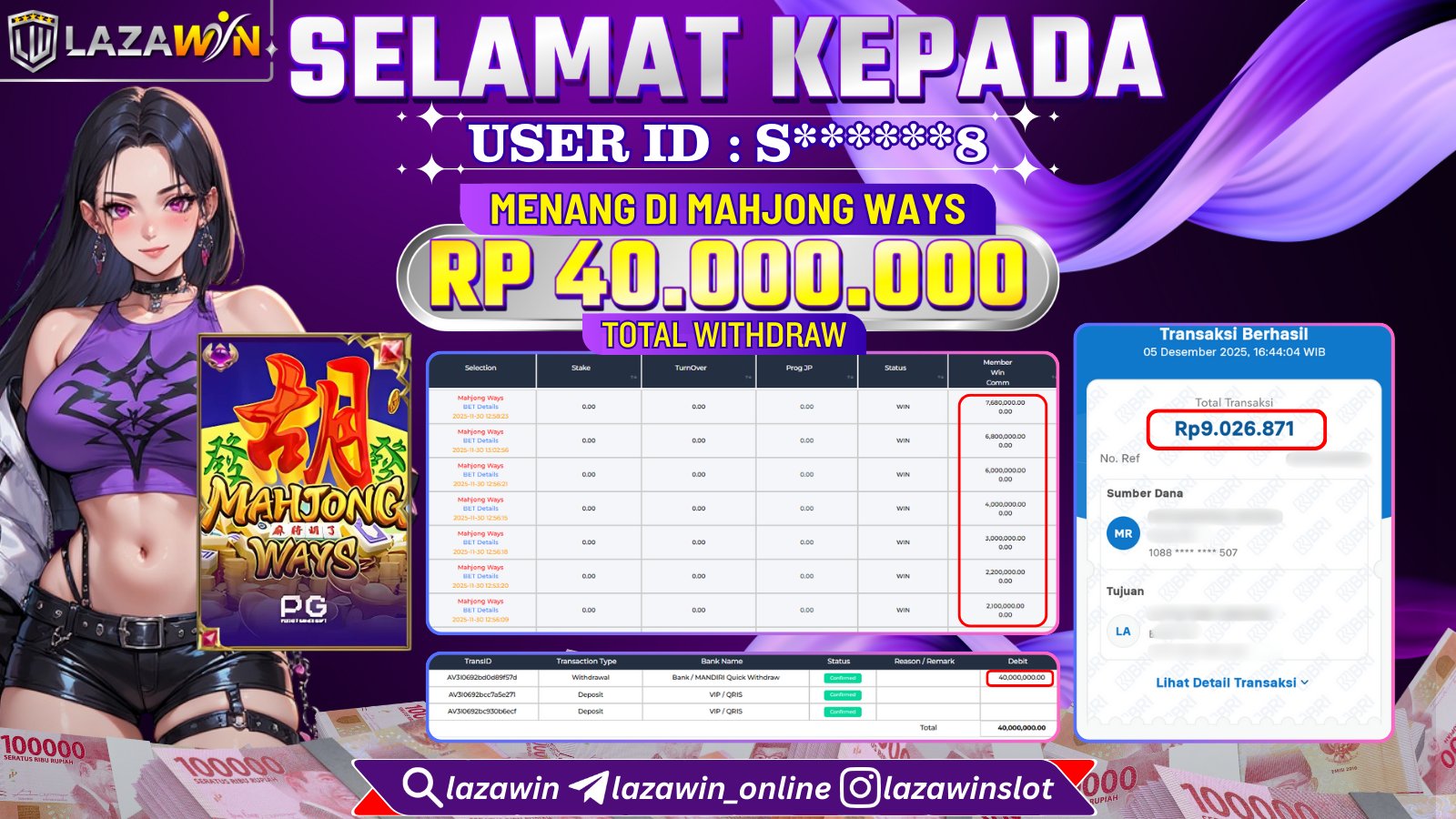 LAZAWIN JACKPOT di MAHJONG WAYS Rp.40.000.000,- LUNAS