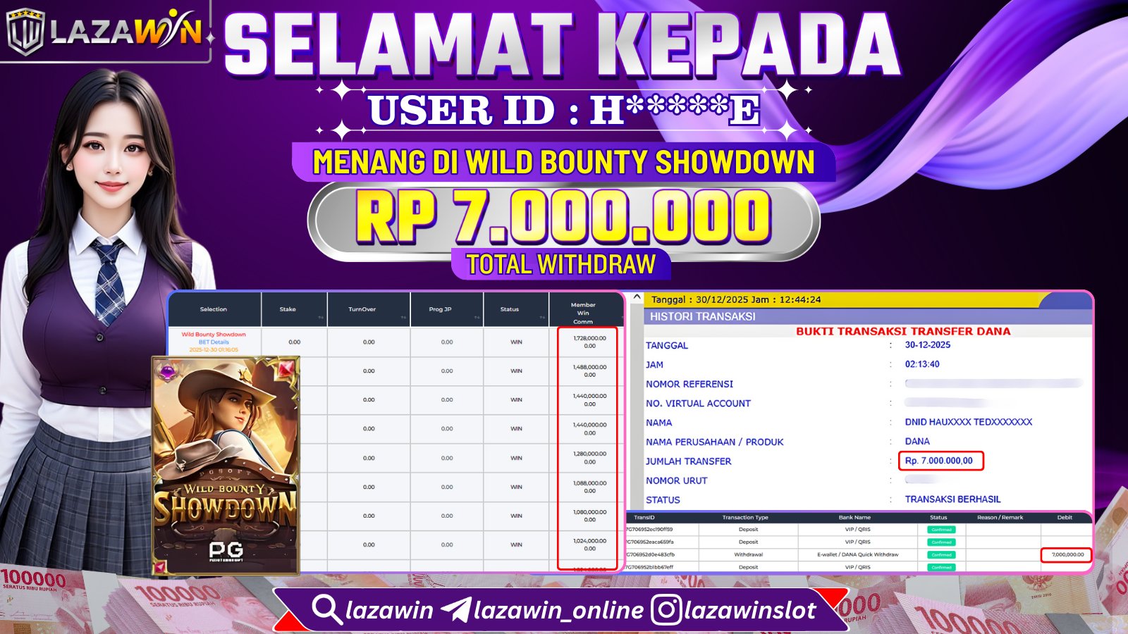 LAZAWIN JACKPOT di WILD BOUNTY SHOWDOWN Rp.7.000.000,- LUNAS