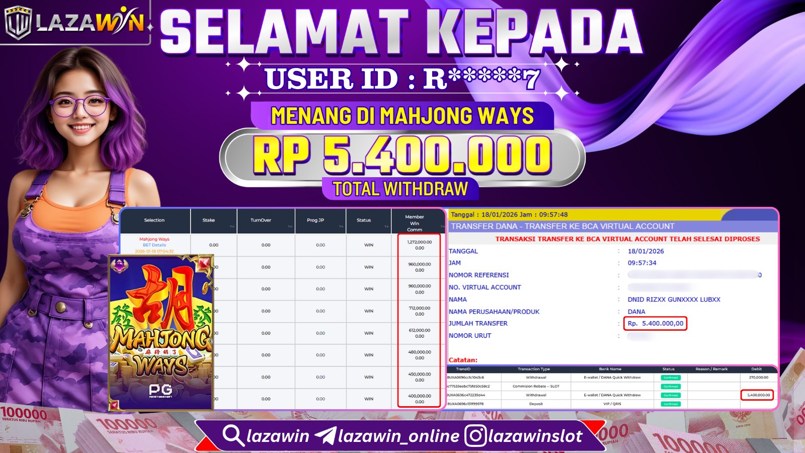 LAZAWIN JACKPOT di MAHJONG WAYS Rp.5.400.000,- LUNAS